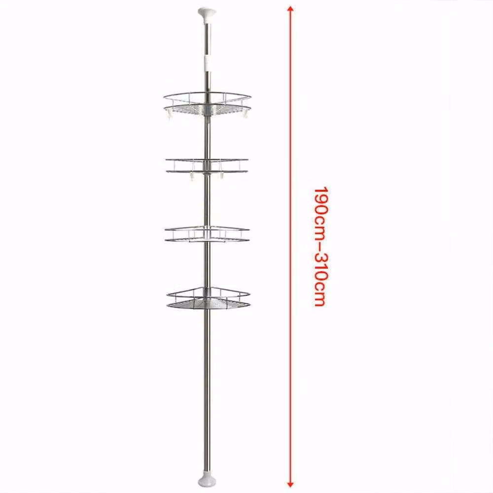 SPETLEK 4 Tier Stainless Steel Wall Mounted Bathroom Corner Shelf Rack in Silver – 2