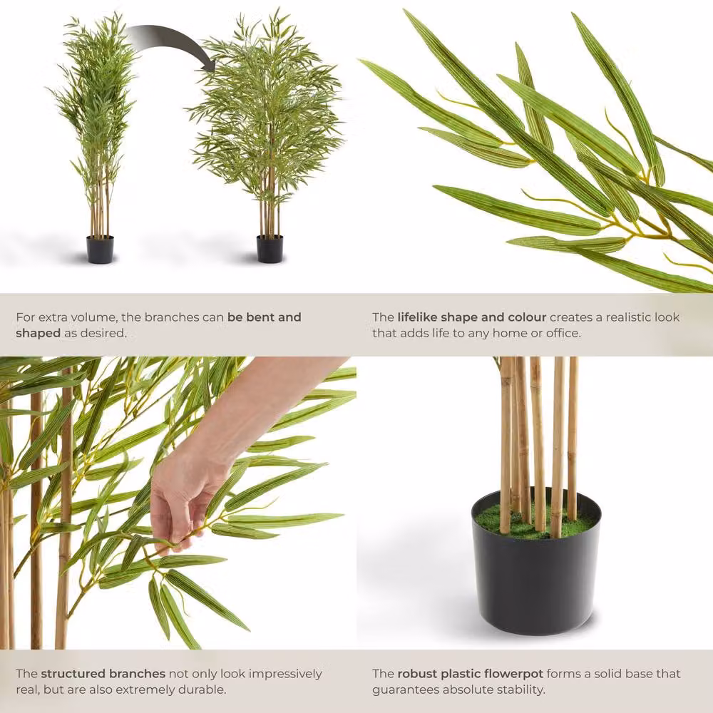 tectake Artificial Bamboo Grass Plant in Green, Height: 180 cm – 3