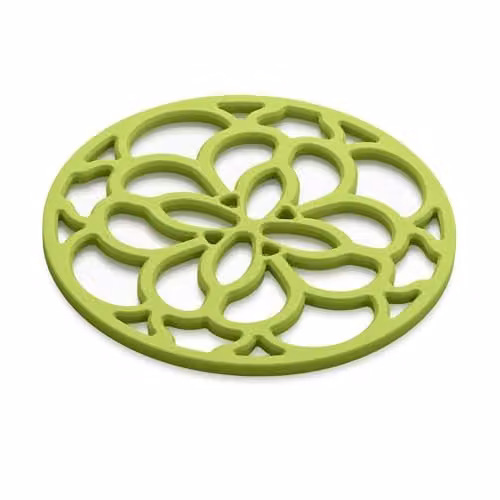 Zeal Silicone Round Geometric Trivet Mat in Green, Diameter: 18 cm