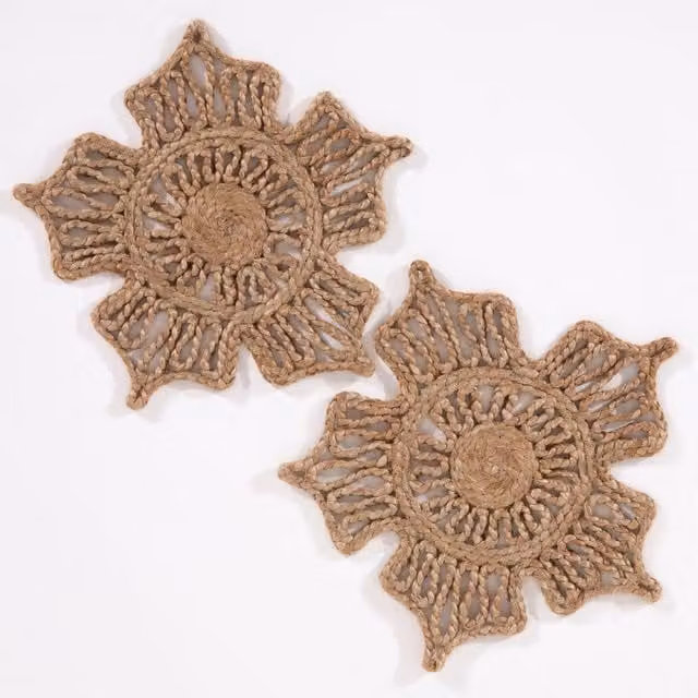 Esselle Severn Jute Star Placemats, 2 Pack, Natural Beige