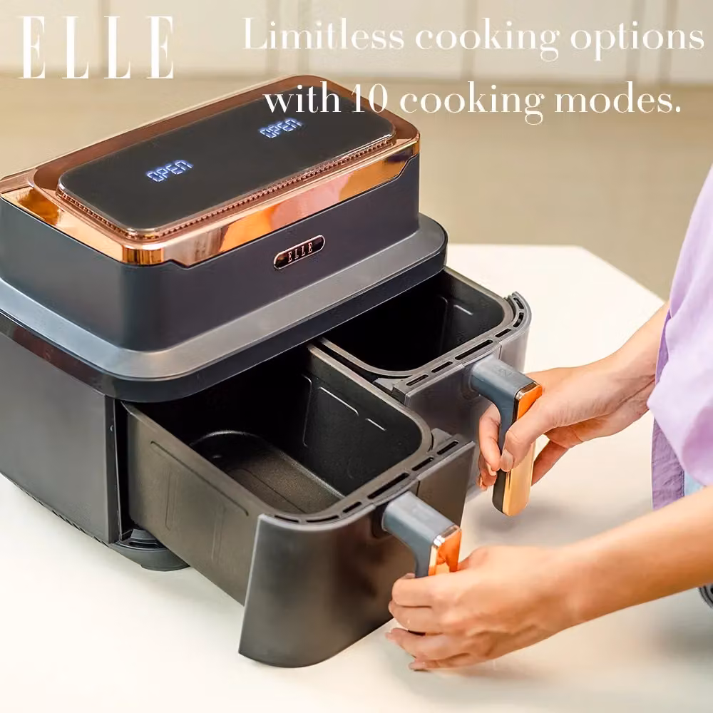 ELLE 9L Dual Zone Air Fryer in Grey and Gold – 4