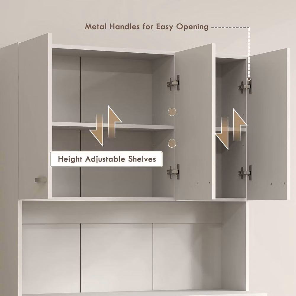 Wyld Haus Rasu Freestanding Kitchen Pantry Cabinet, White, H 180 cm x W 39 cm x D 40 cm – 5