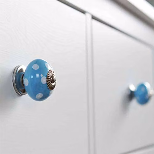Nicola Spring Ceramic Cabinet Knob in Blue and White – 2