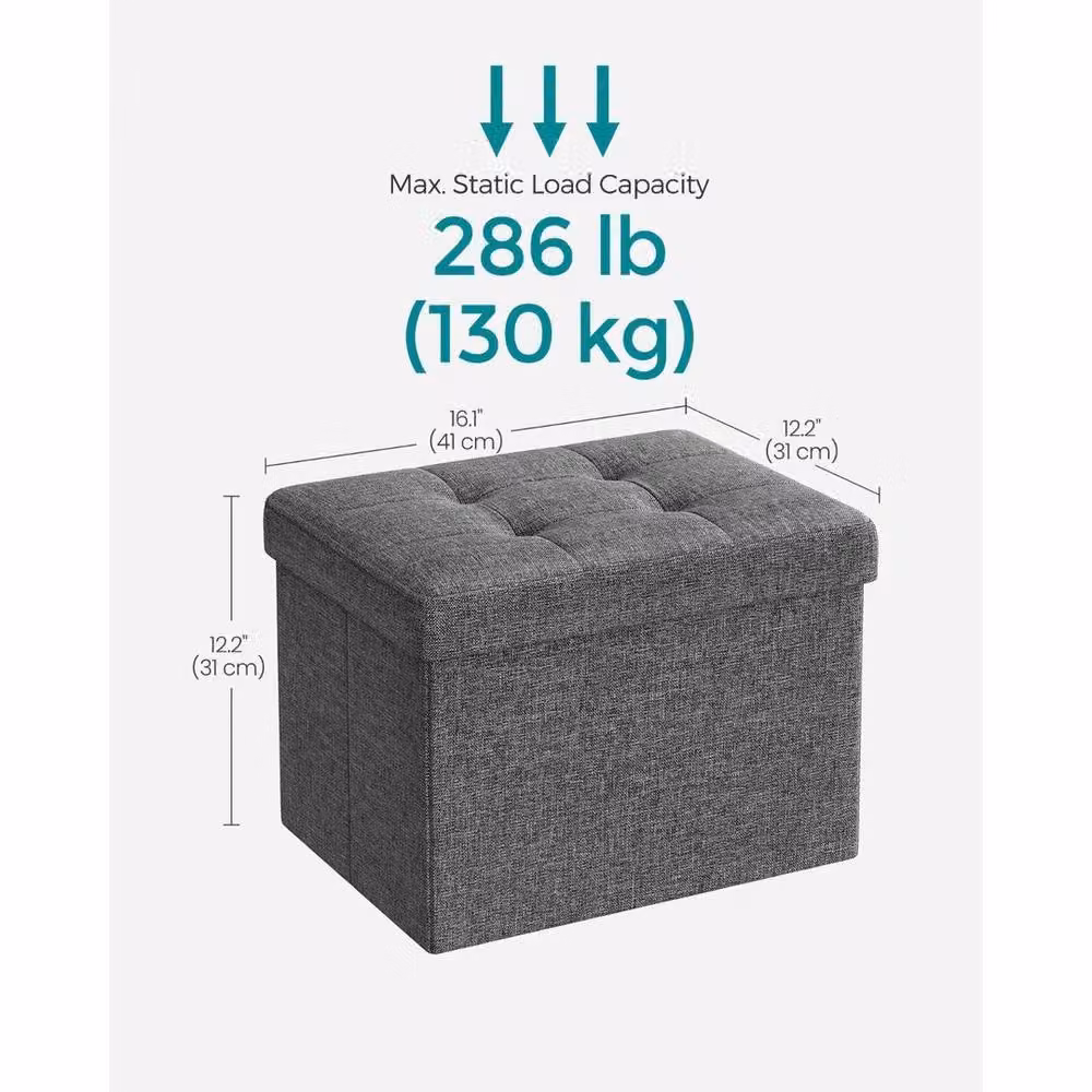 KORVIXA Grey Fabric Storage Ottoman and Foot Rest – 2