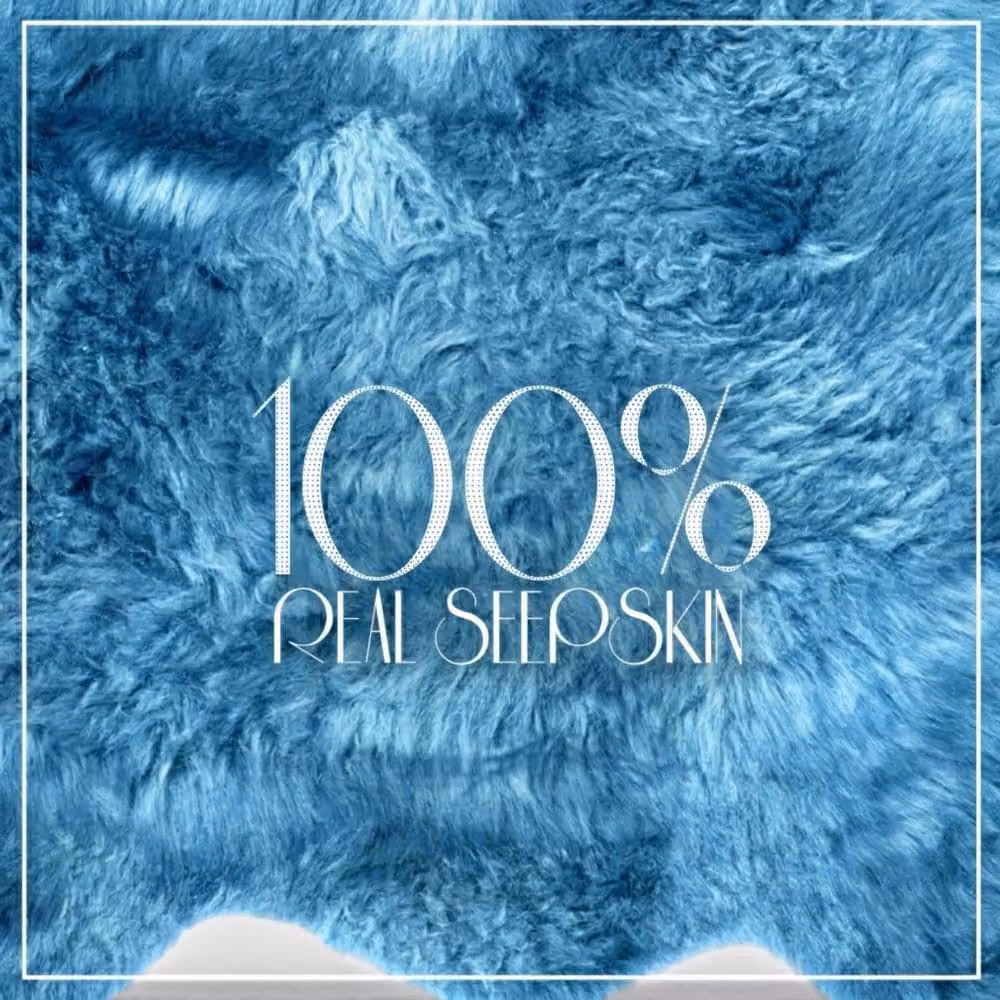 Infinity Leather Blue Genuine Sheepskin Wool Rug, W/D: 180 x 60 cm – 5
