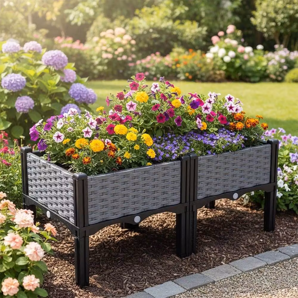 NESTLUNE Raised Garden Bed Planter in Grey, W/D/H: 80 x 40 x 36 cm – 2
