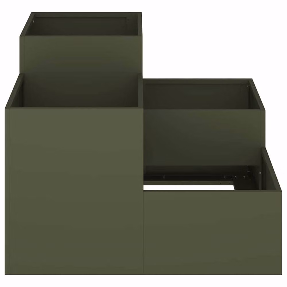 Berkfield Home Steel Garden Planter Tub in Green, W/D/H: 80 x 80 x 60 cm – 4