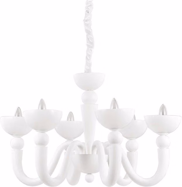 Netlighting Bon Bon 6 Light Multi Arm Chandelier in White Finish with E14 Sockets