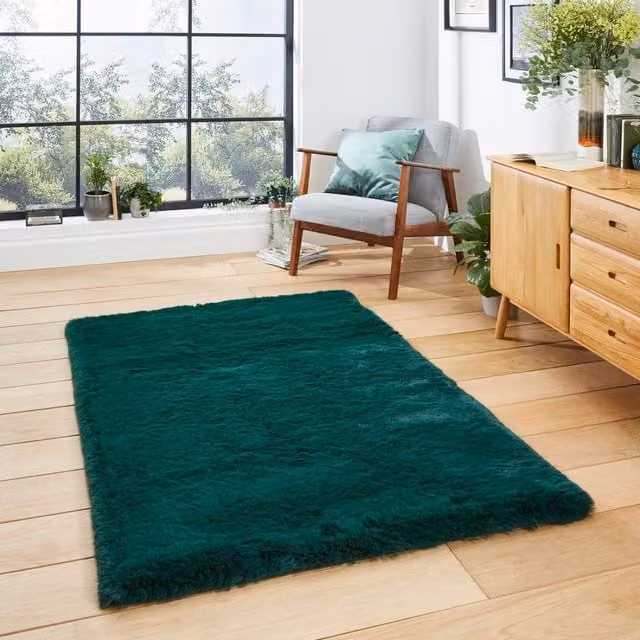 The Rug Shop UK Modern Shaggy Green Area Rug, W/D/H: 150 x 230 cm – 1