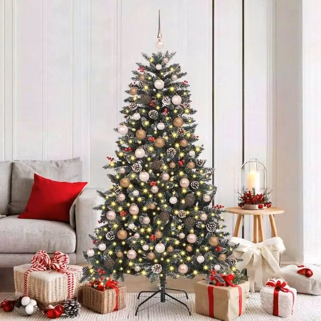 Berkfield Home Green Artificial Christmas Tree with 300 LEDs, W/D/H: 99 x 99 x 180 cm