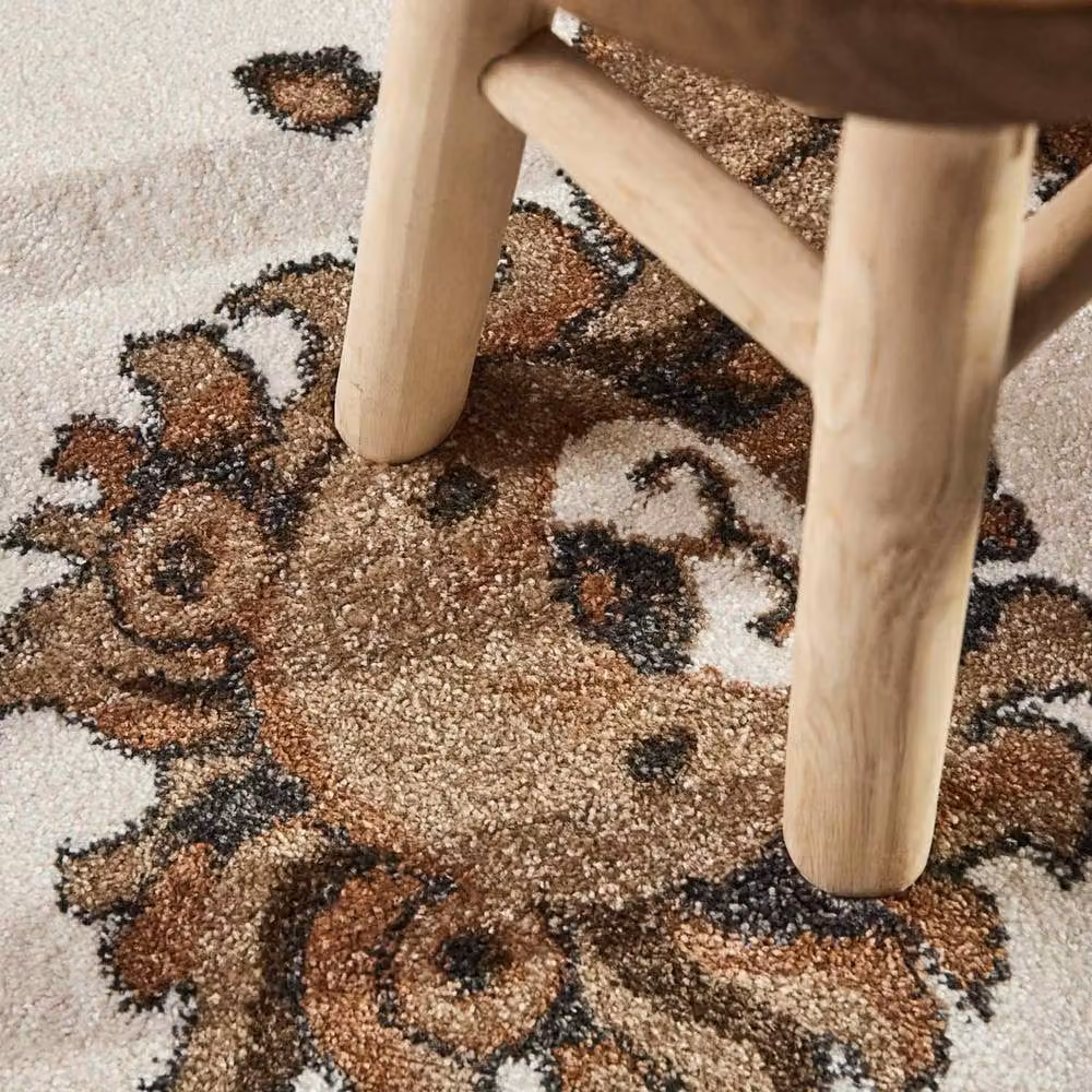 Villeroy & Boch Roar Lion Boho Kids Round Rug in Beige, Diameter: 160 cm – 4