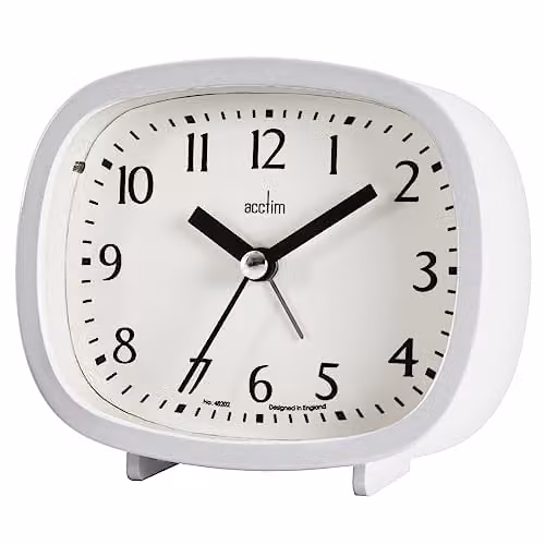 Acctim Hilda Retro Analogue Alarm Clock with Backlight and Snooze Function, White