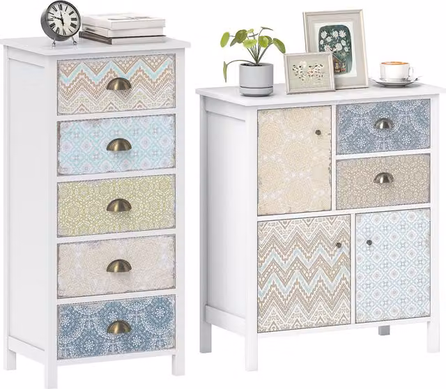 HOMCOM Mid-Century Sideboard Cabinet Accent Console with Tambour Doors in Rustic Brown