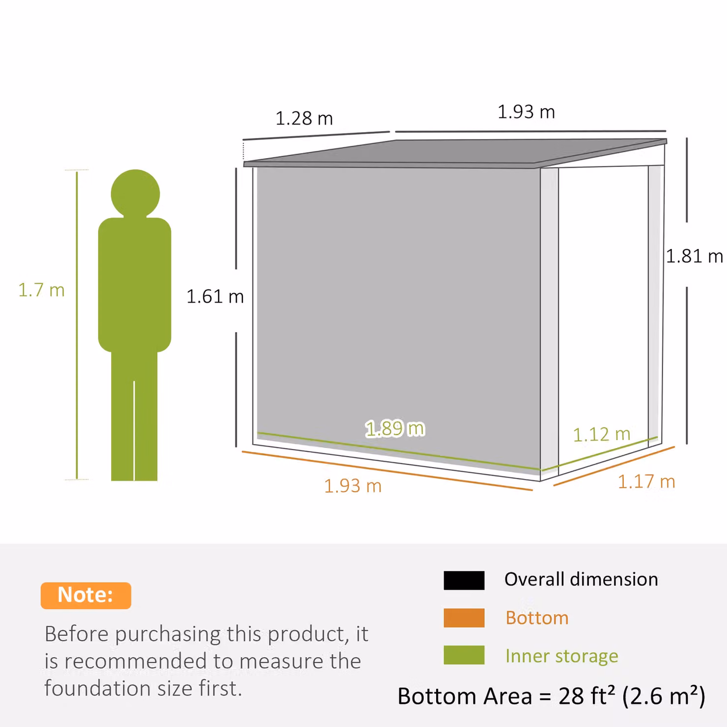 OUTSUNNY Modern Metal Outdoor Garden Storage Shed with Window and Lock, Dark Grey, H 193 x W 181 x D 117 cm – 3