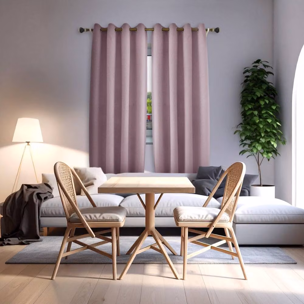 Happy Homewares Modern Textured Linen Fabric Blackout Eyelet Curtains, 2 Panels, Pink, Width: 120 cm, Height: 160 cm – 4