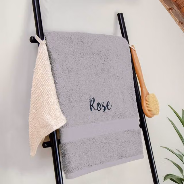 Duncan Stewart Personalised Luxury Fluffy Cotton Bath Sheet in Silver – 3
