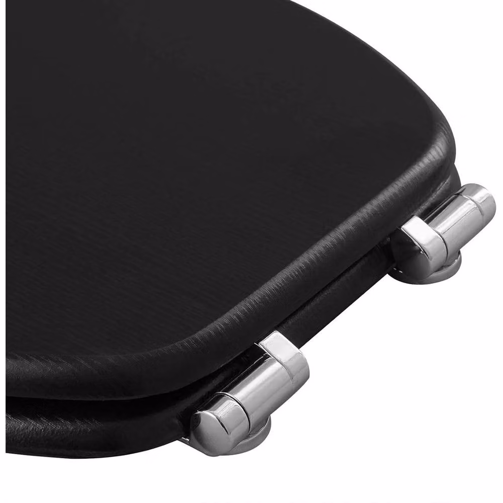 NESTLUNE Soft Close Oval Wooden Universal Bathroom Toilet Seat in Black – 5