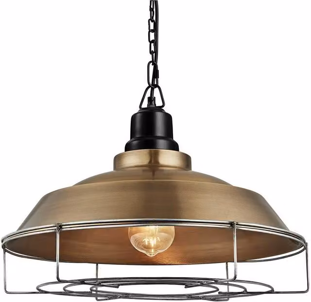 Industville Brooklyn Step Pendant Light in Brass and Bronze with Black Chain Holder