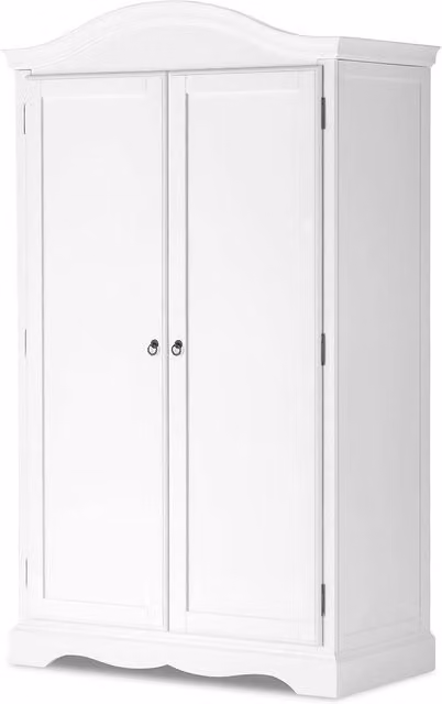 Romance Full Hanging Double Wardrobe in White with Hinged Doors and Metal Hanging Rod