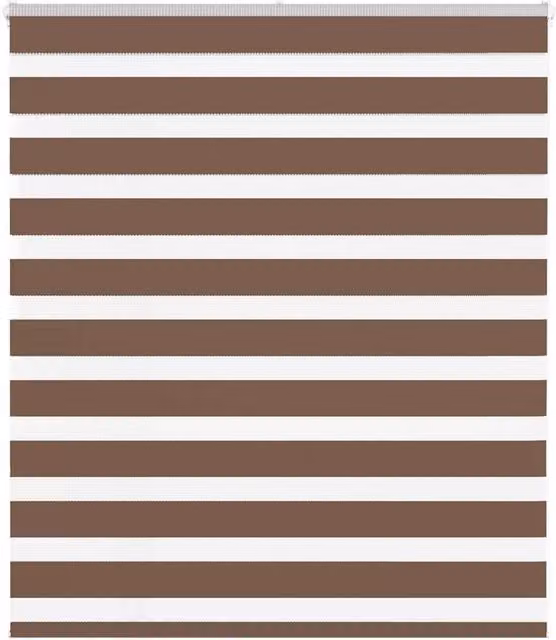Berkfield Home Brown Zebra Day and Night Blind with Polyester Fabric, W: 120 cm, H: 100 cm