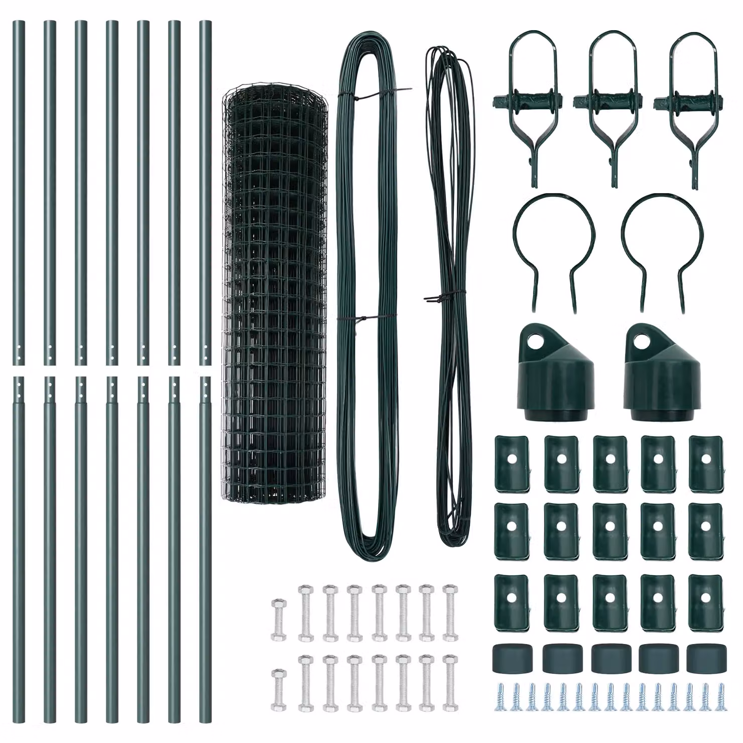 Berkfield Home Euro Fence with 7 Posts, Galvanised Steel, Green and Silver, W: 10 m, H: 1 m – 4