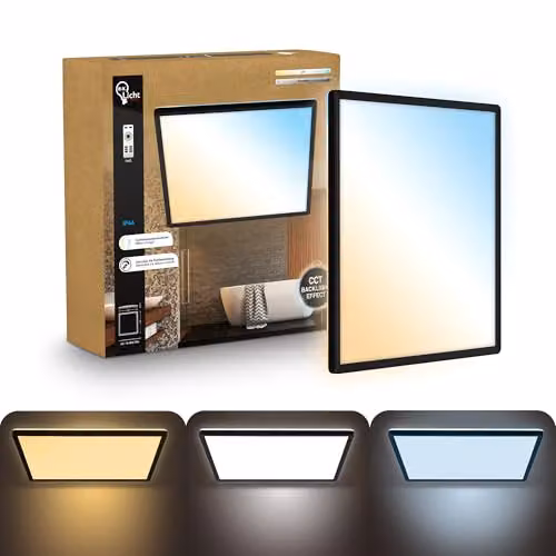 B.K.Licht Black LED Slim Ceiling Panel with Remote Control, Dimmable CCT, IP44, W/D/H: 42 x 42 x 3 cm – 10