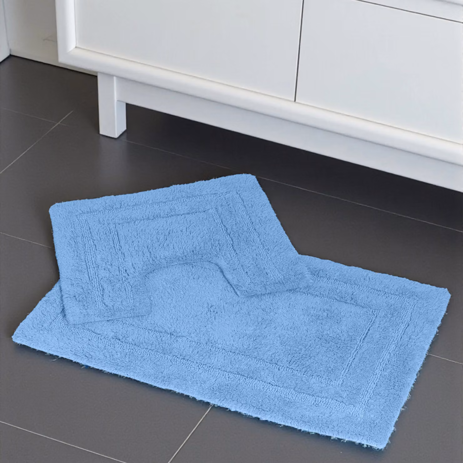 Showerdrape Pinnacle 2 Piece Cotton Bath Mat Set in Blue – 2