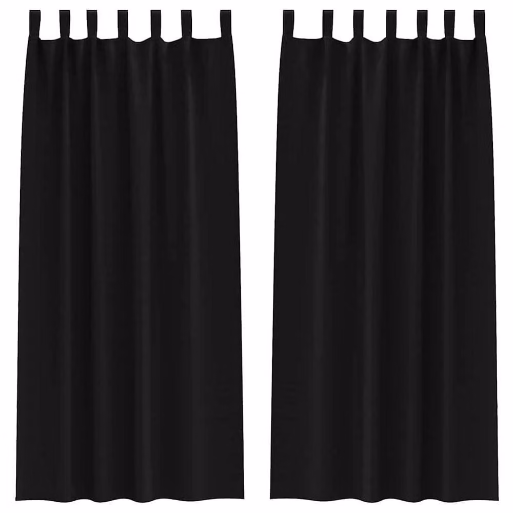 Berkfield Home Modern Black Opaque Polyester Curtain Panels, 2 Pack, H 245 x W 140 cm – 2