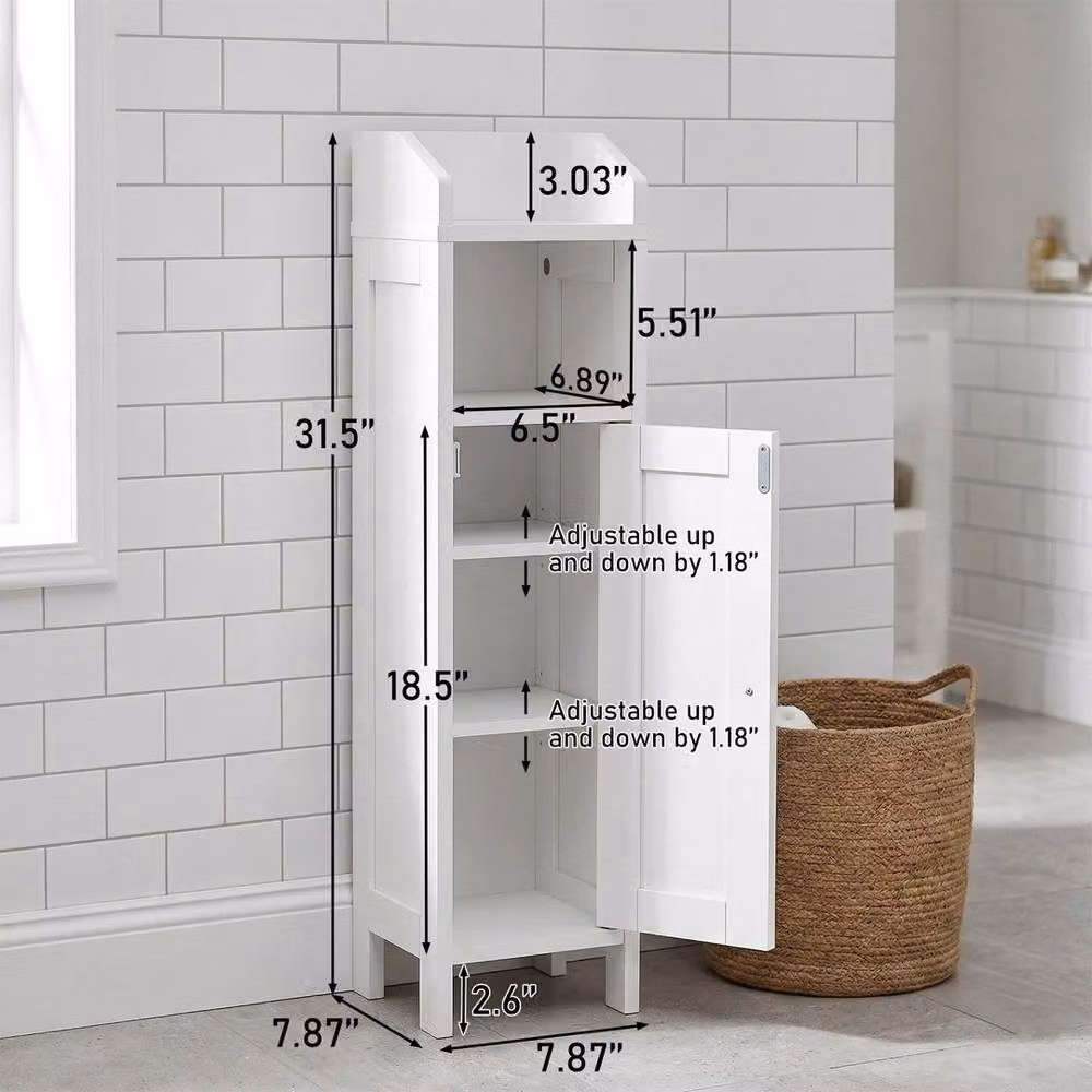 FORGEVIO White Corner Bathroom Storage Cabinet, Freestanding Modern Narrow Unit with Internal Shelves and Hinged Doors, W/D/H: 20 x 20 x 80 cm – 2