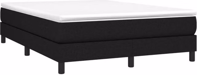Berkfield Home Durable Box Spring Bed Frame in Black Fabric, W/D/H: 135 x 190 x 25 cm