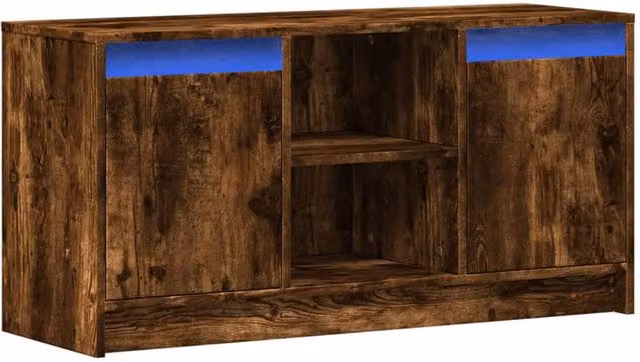 Berkfield Home TV Cabinet with LED in Smoked Oak Brown, W/D/H: 100 x 34 x 50 cm