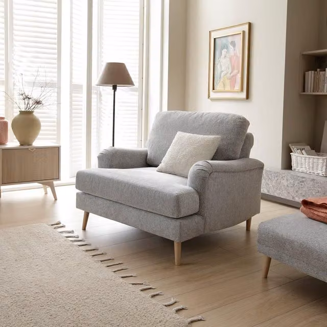 Abakus Direct Harper Armchair in Grey Chenille Fabric – 1