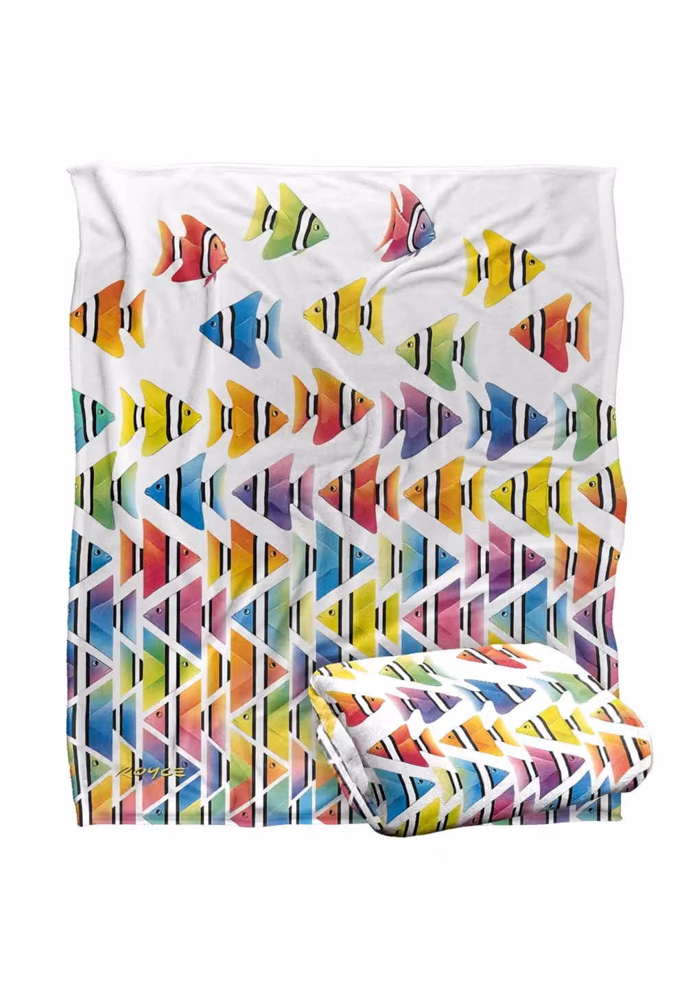 JQ Licensing Royce Mcclure Zig Zag Tropical Fish Super Soft Fleece Throw Blanket, White/Multicolour, W/D/H: 152 x 127 cm – 2