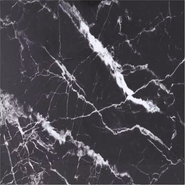 Berkfield Home Black Marble Design Tempered Glass Table Top, W: 80 cm, D: 80 cm, H: 0.6 cm – 1