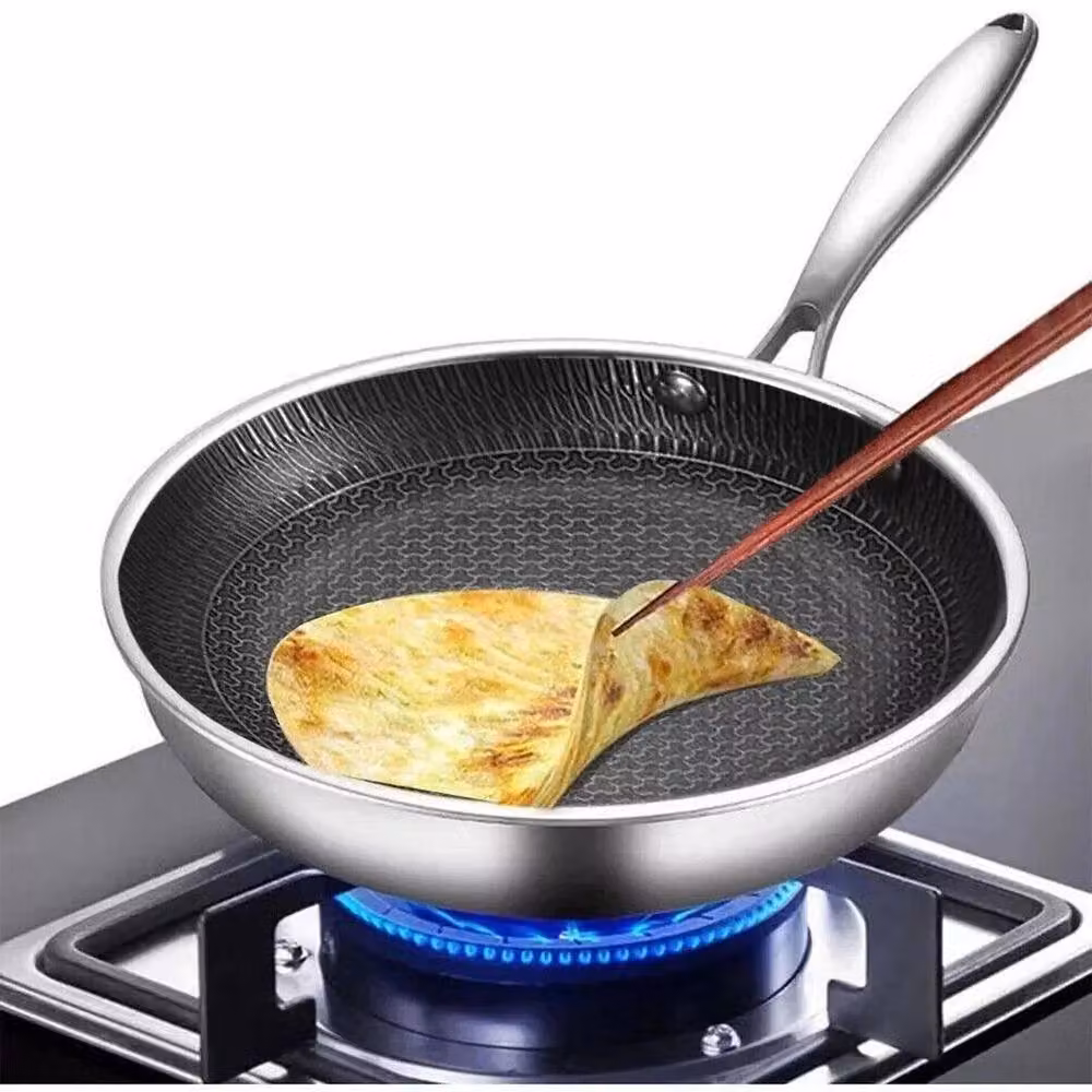 NESTLUNE Stainless Steel Honeycomb Non Stick Frying Pan, Silver, Diameter: 28 cm – 3