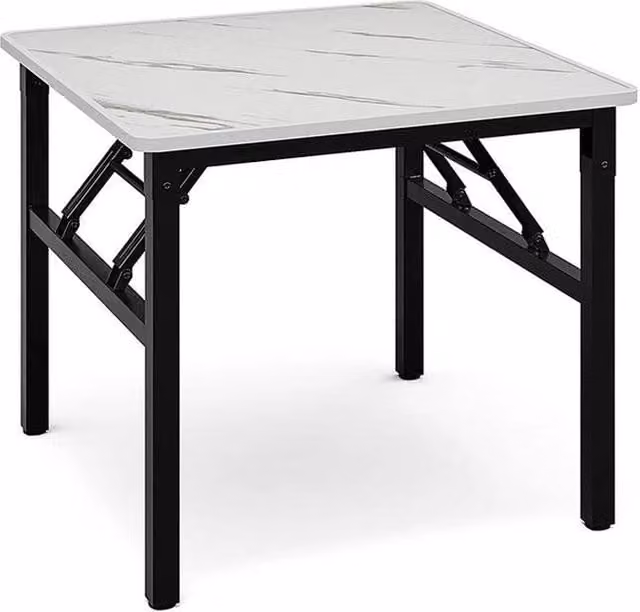 Kelvenix Foldable Square Coffee Table, White, W/D/H: 60 x 60 x 51 cm