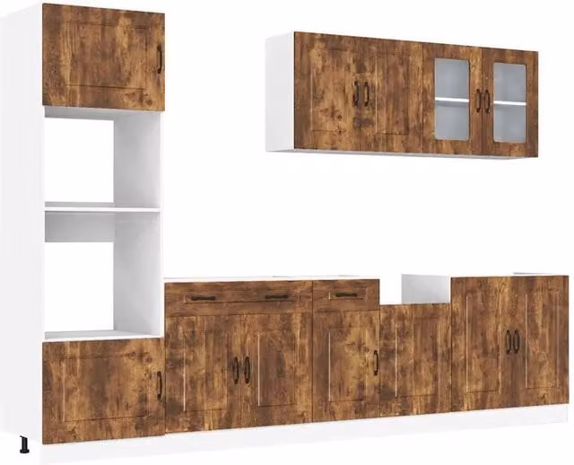 Berkfield Home Kalmar 7 Piece Kitchen Cabinet Set in Smoked Oak Brown Engineered Wood