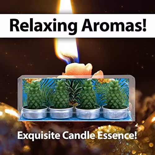 VFM Scented Tropical Pineapple Tealight Candle Multipack, 4 Pack, Green – 6
