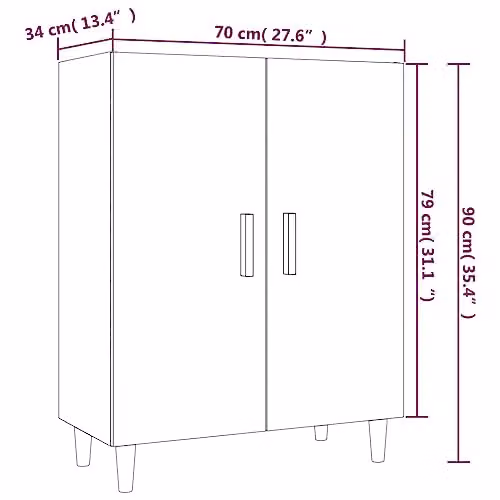 vidaXL Smoked Oak Sideboard in Brown, W/D/H: 70 x 34 x 90 cm – 3