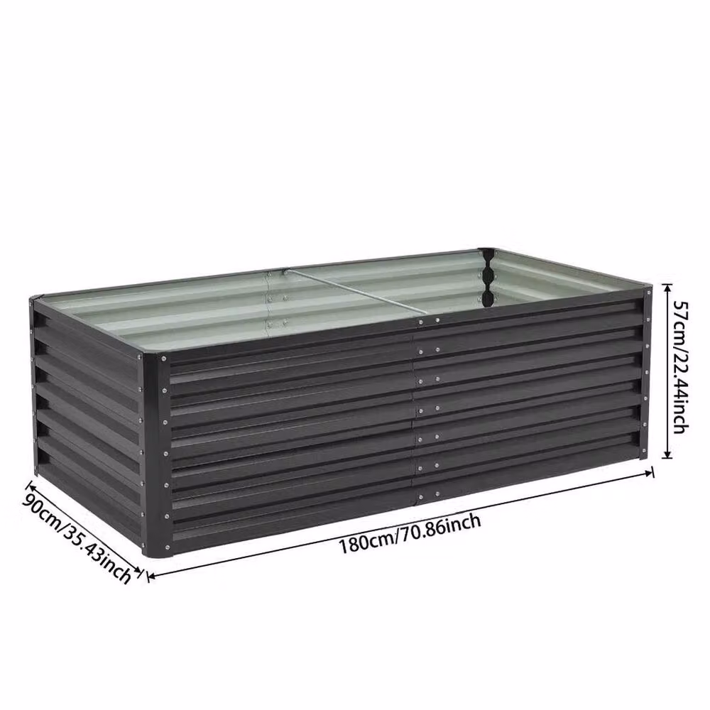 Kelvenix Steel Elevated Raised Garden Bed Planter Box in Black, W/D/H: 180 x 90 x 57 cm – 2