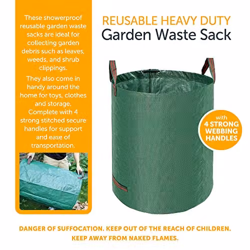 KAV Heavy Duty Waterproof Garden Waste Bags, Pack of 3, Green – 3