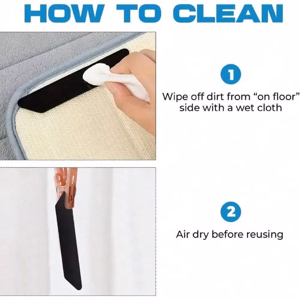 NESTLUNE 8 Pack Reusable Washable Carpet Mat Grips in Black, W: 1000 cm, D: 52 cm – 4
