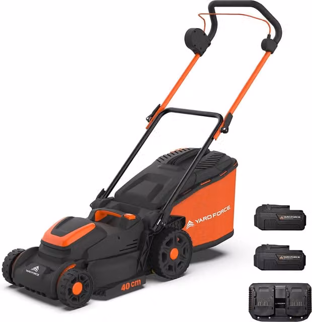 Yard Force 20V Cordless Lawnmower with Mulching Kit and Collection Bag, Orange