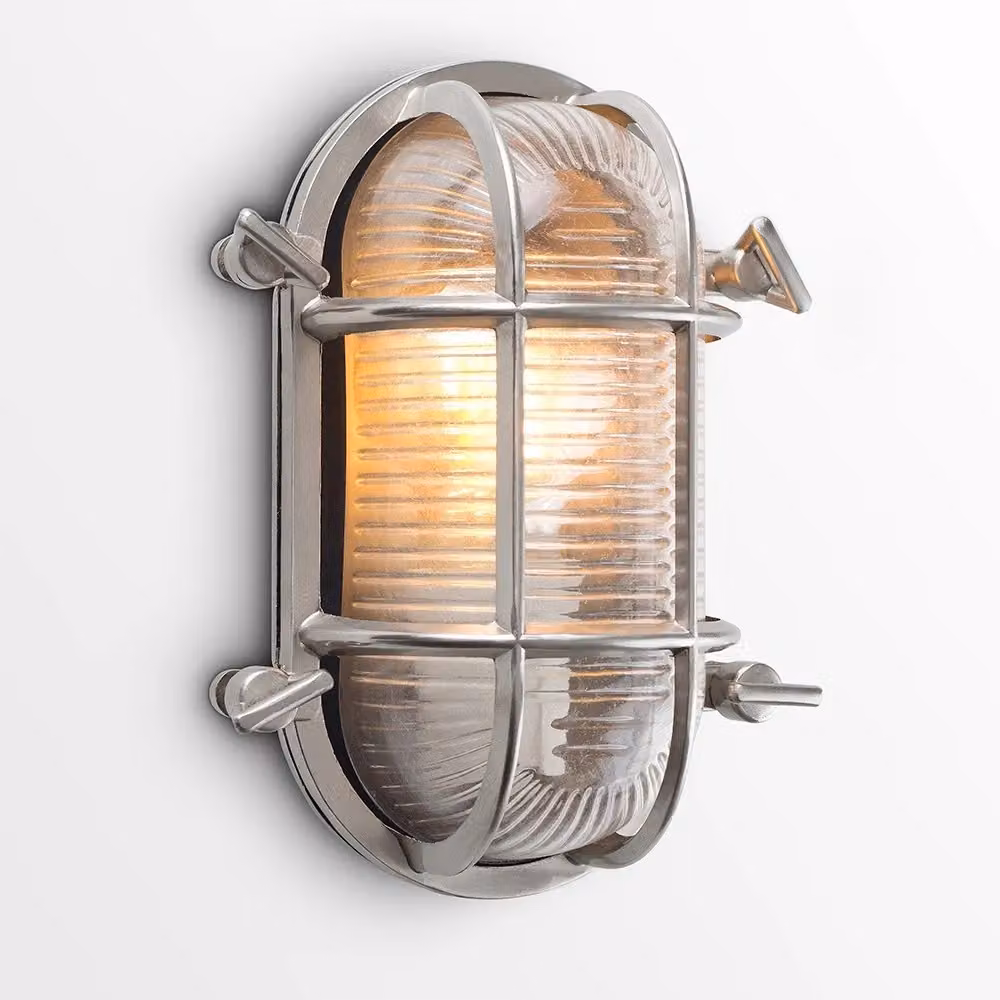 ValueLights Bow Oval IP64 Outdoor Garden Wall Light in Silver with Cool White Bulb – 2