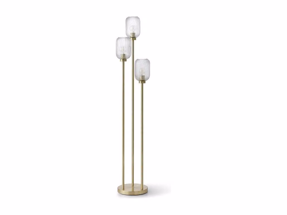 Vente-unique Vintage Metal and Glass Floor Lamp with 3 Transparent Globes in Gold/Brass, H 161 cm x D 30 cm – 2