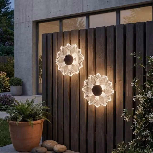 Garden Greatness Duo Bloom Solar LED Wall Mounted Fence Art Set in Multicolour and White – 1