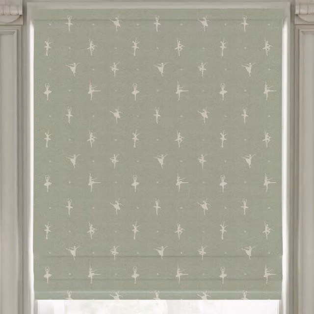 ANTE DECOR Ballerinas Printed Cotton Made To Measure Blackout Roman Blind in Mint Green