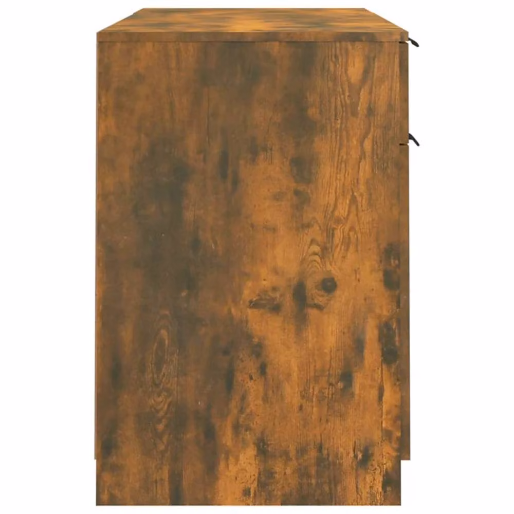 Berkfield Home Elegant Desk with Side Cabinet in Smoked Oak Brown Engineered Wood W/D/H: 120 x 50 x 75 cm – 4