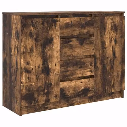 vidaXL Sideboard with Drawers in Smoked Oak Brown, W/D/H: 100.5 x 35 x 76 cm – 1