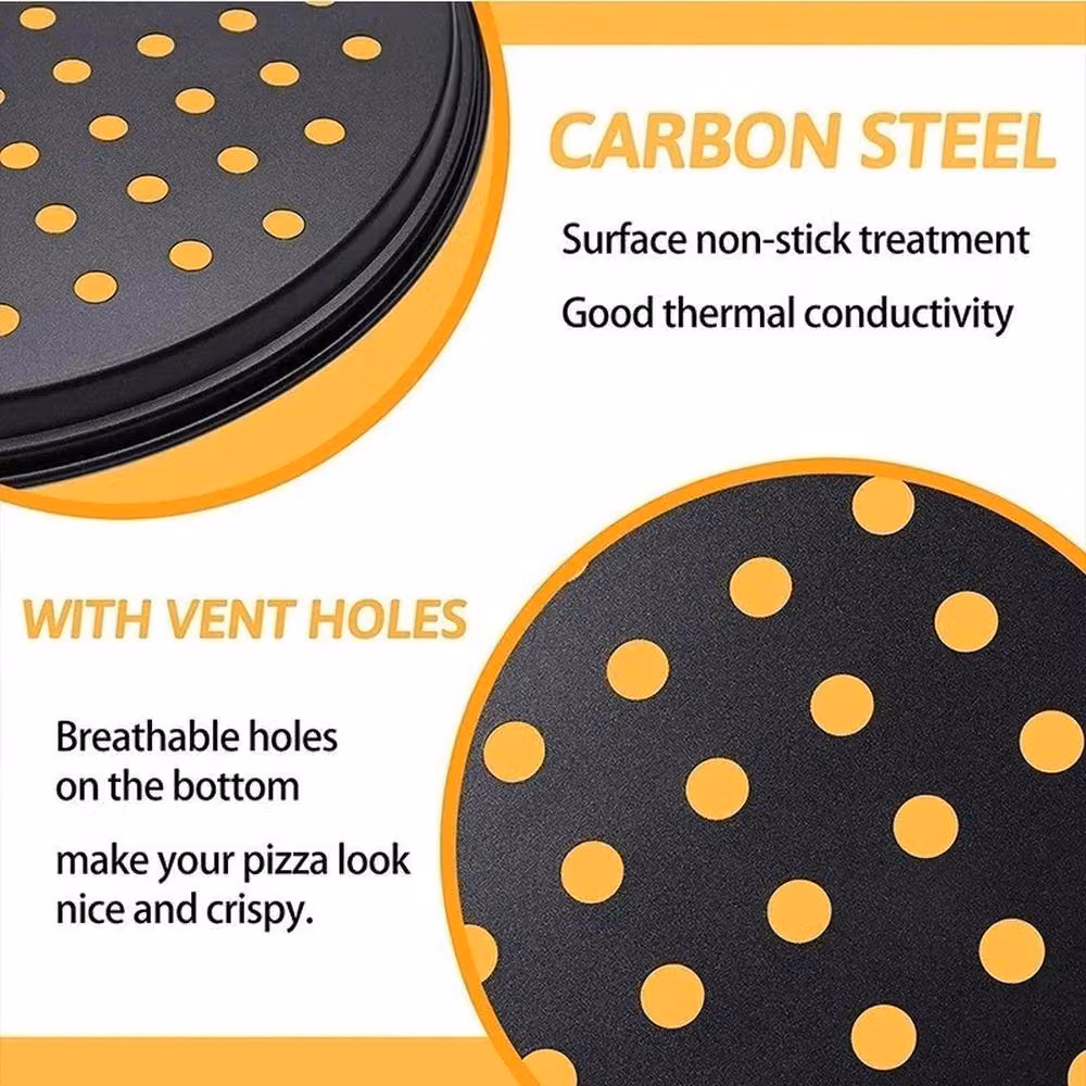 FLAVORA Non-Stick Round Pizza Tray, 24 cm, Grey – 3